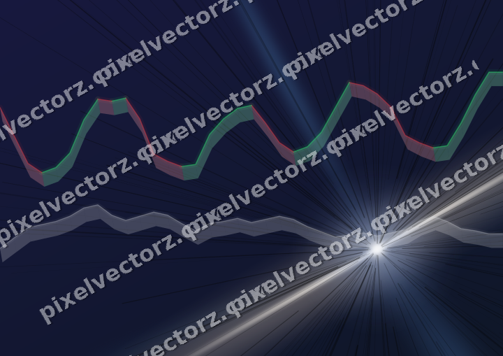 Glowing neon chart background in dark blue and red