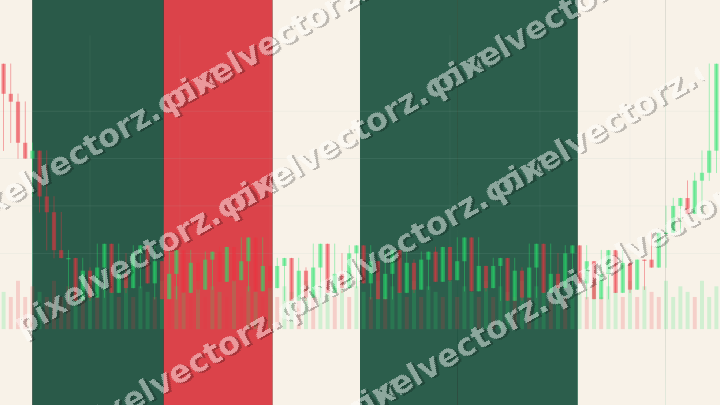 Glowing neon chart background in green and red