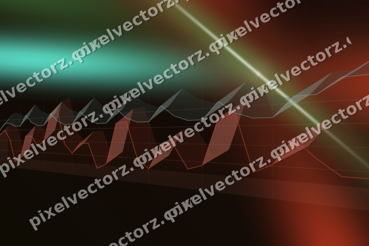 Glowing neon chart background in red and orange
