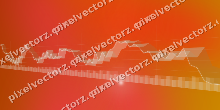 Glowing neon chart background in red and orange