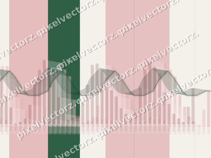 Glowing neon chart background in red and dark green
