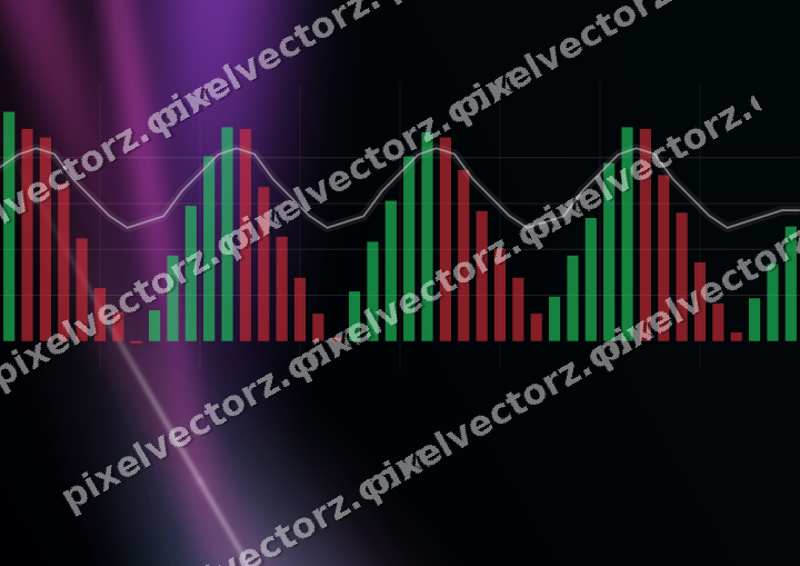 Glowing neon chart background in magenta and purple