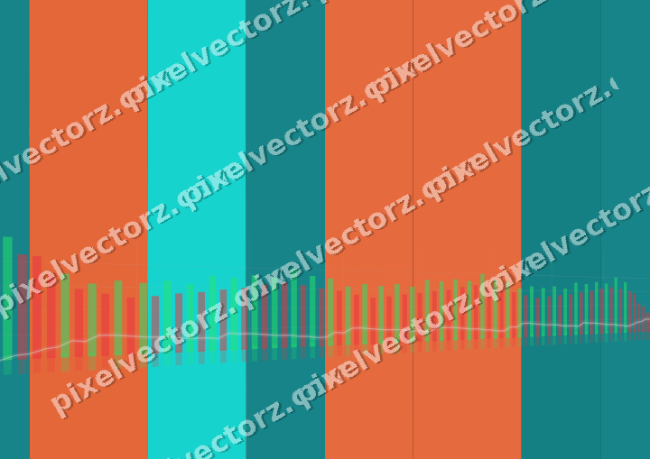 Glowing neon chart background in orange and teal