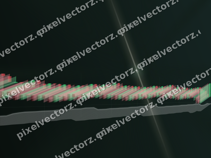 Glowing neon chart background in dark green and amber