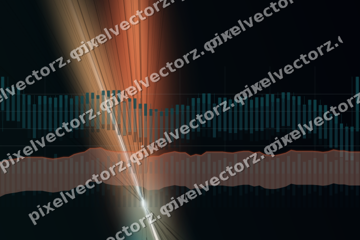 Glowing neon chart background in teal and orange