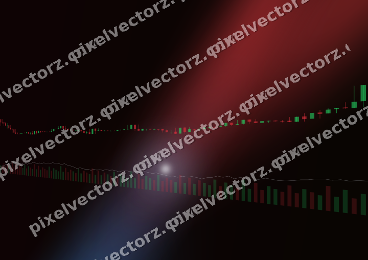 Glowing neon chart background in blue and red