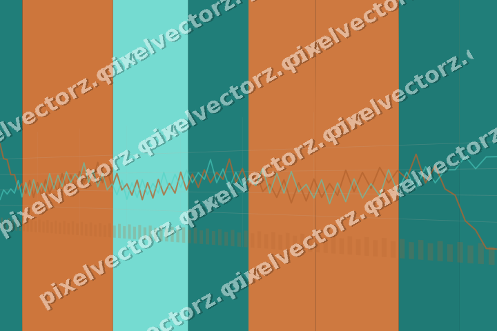 Glowing neon chart background in orange and teal