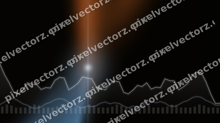Glowing neon chart background in blue and orange