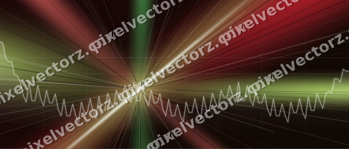 Glowing neon chart background in red and green