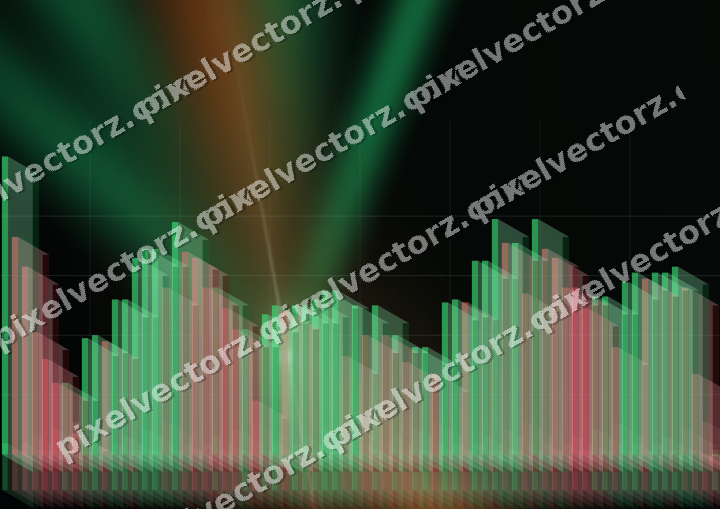 Glowing neon chart background in green and orange