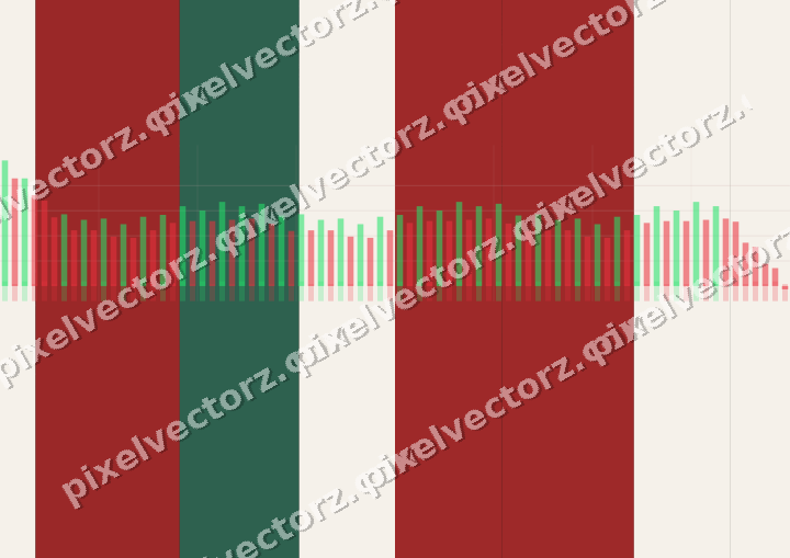 Glowing neon chart background in red and green