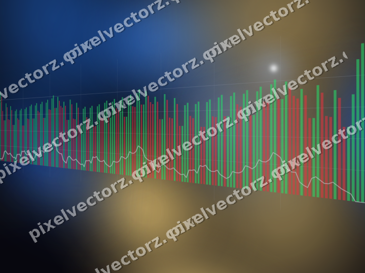Glowing neon chart background in blue and amber