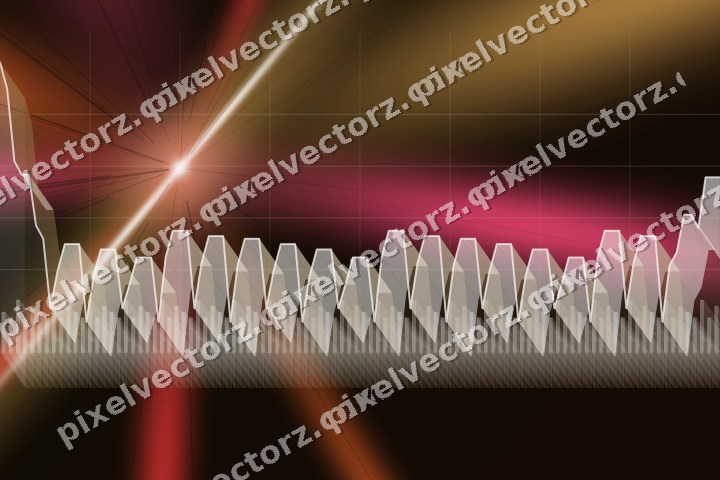 Glowing neon chart background in red and orange