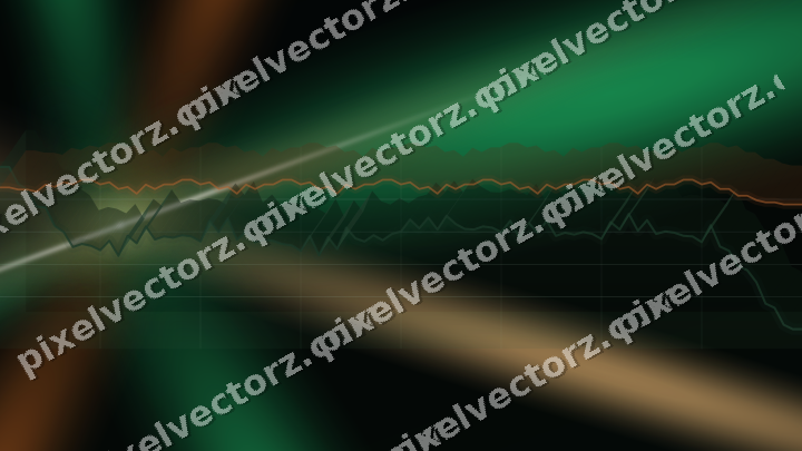 Glowing neon chart background in green and orange