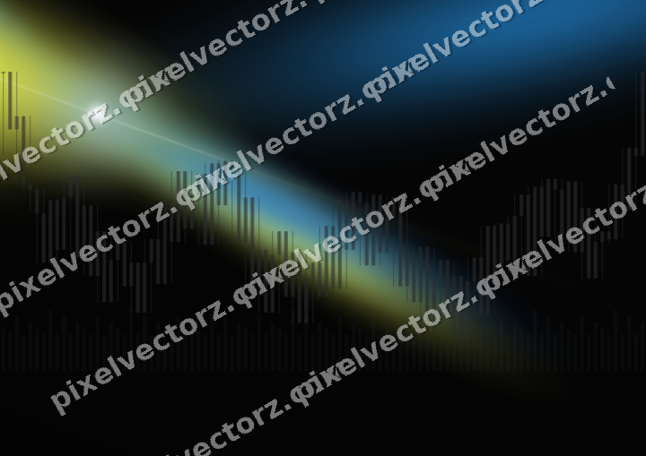 Glowing neon chart background in blue and yellow