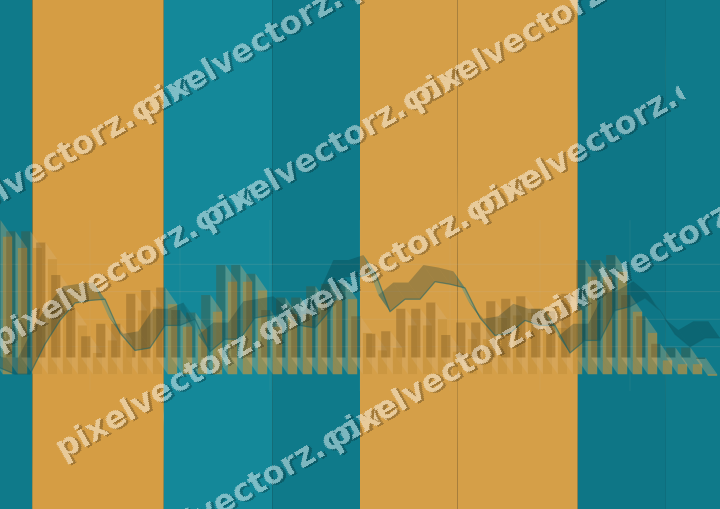 Glowing neon chart background in amber and teal