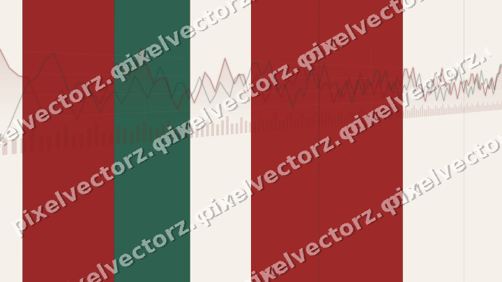 Glowing neon chart background in red and green