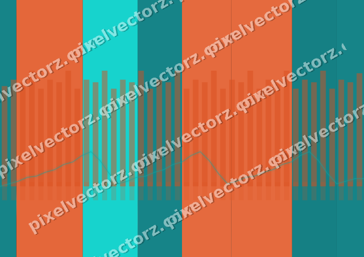 Glowing neon chart background in orange and teal