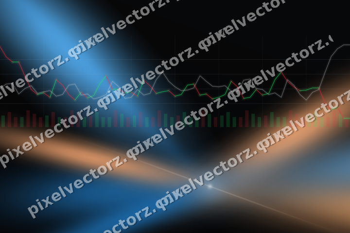 Glowing neon chart background in blue and orange