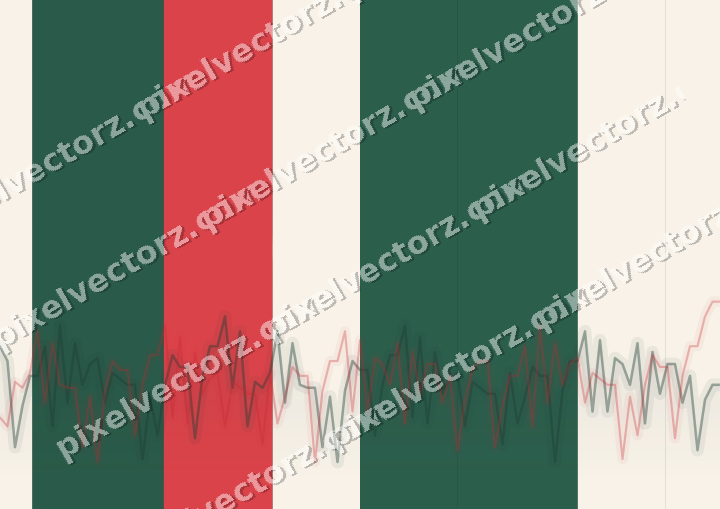 Glowing neon chart background in dark green and red