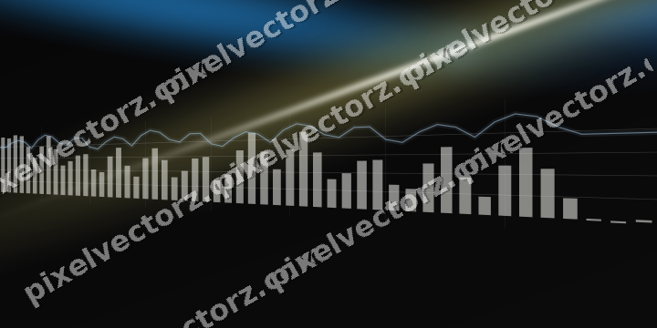 Glowing neon chart background in blue and yellow