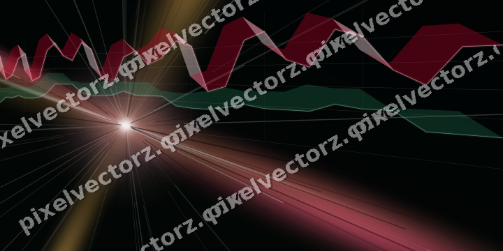 Glowing neon chart background in pink and amber