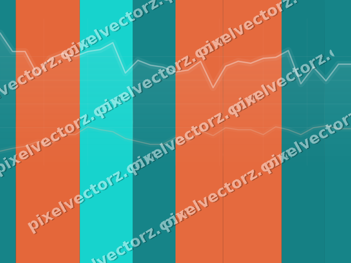 Glowing neon chart background in orange and teal