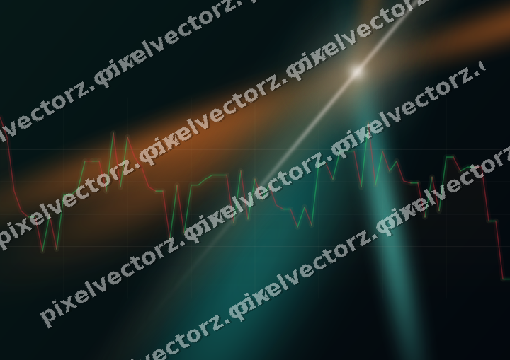 Glowing neon chart background in orange and teal
