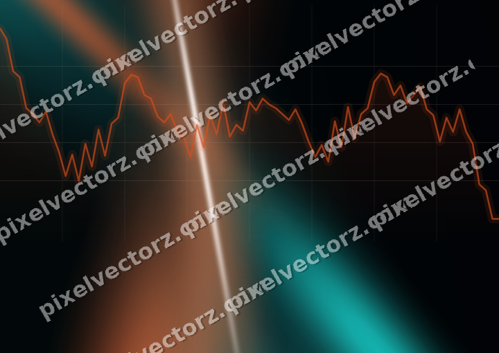 Glowing neon chart background in orange and teal