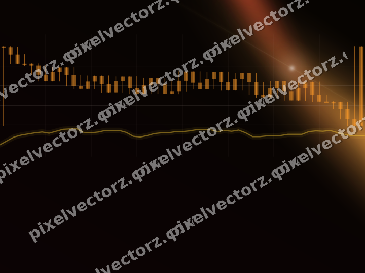 Glowing neon chart background in orange and amber