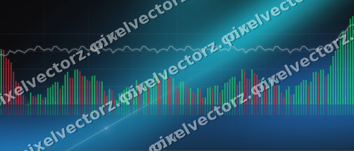 Glowing neon chart background in blue and teal