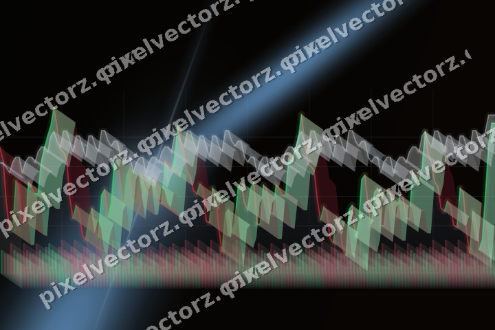 Glowing neon chart background in blue and orange
