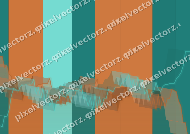 Glowing neon chart background in orange and teal