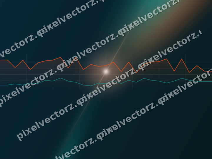 Glowing neon chart background in orange and teal