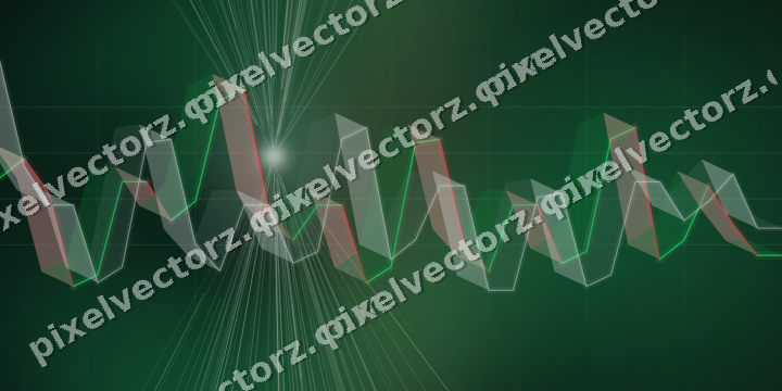 Glowing neon chart background in green and orange
