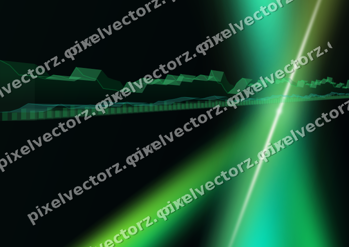 Glowing neon chart background in green and lime