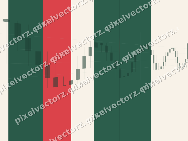 Glowing neon chart background in dark green and red