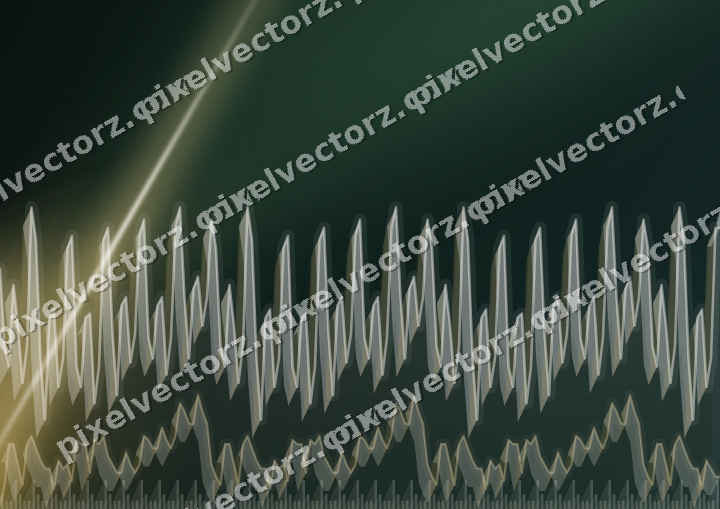 Glowing neon chart background in amber and dark green