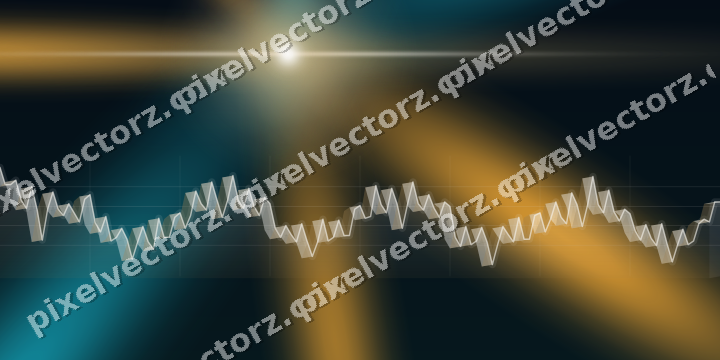 Glowing neon chart background in amber and teal