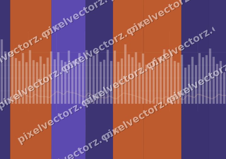 Glowing neon chart background in orange and blue