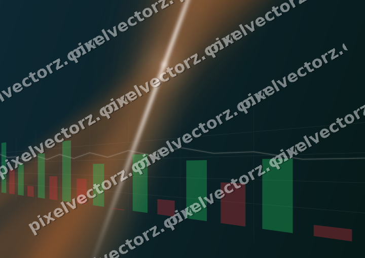 Glowing neon chart background in orange and teal