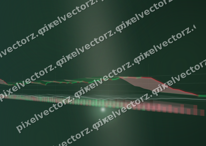 Glowing neon chart background in dark green and red