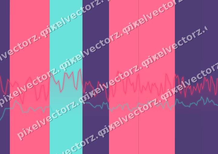 Glowing neon chart background in pink and amber