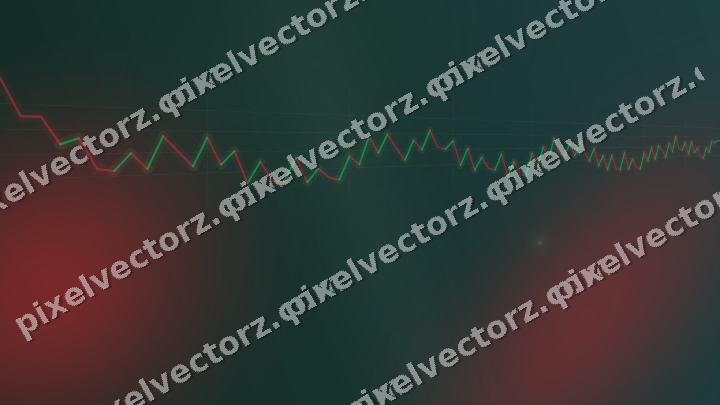 Glowing neon chart background in dark green and red