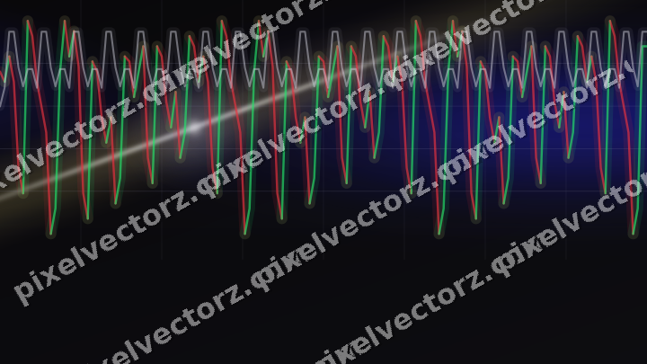 Glowing neon chart background in blue and purple