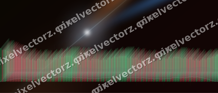 Glowing neon chart background in blue and red