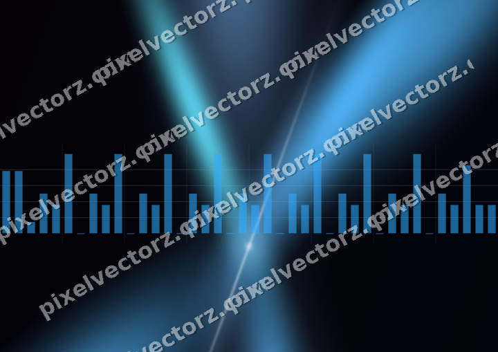 Glowing neon chart background in cyan and blue