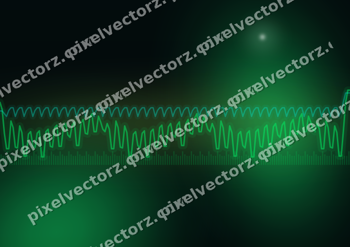 Glowing neon chart background in green and lime