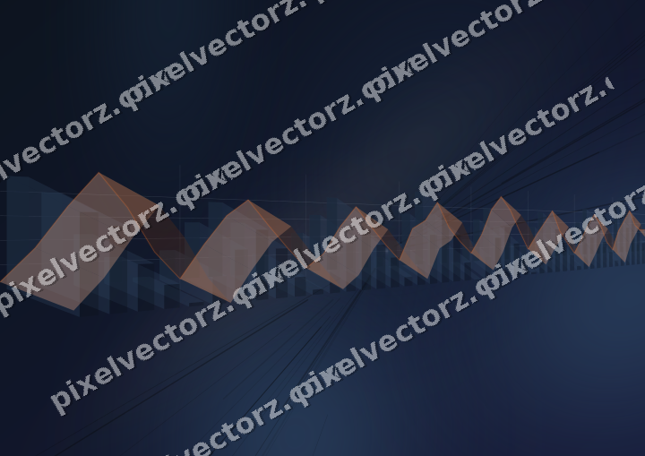 Glowing neon chart background in dark blue and orange