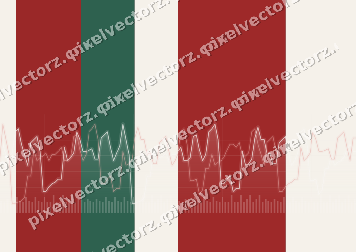 Glowing neon chart background in red and green